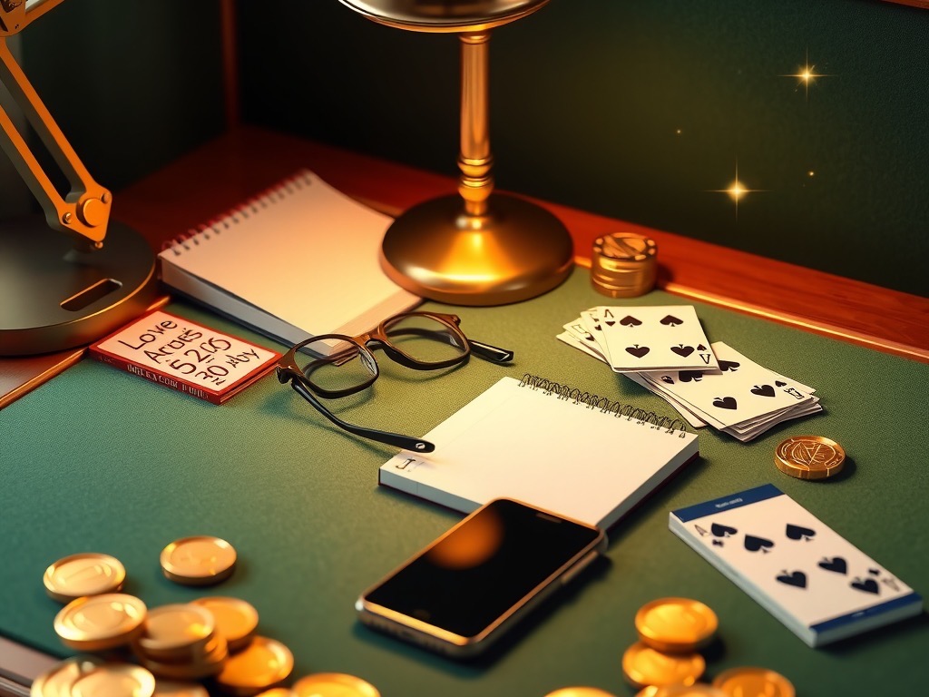 Editorial desk with a notebook, playing cards and a phone used to review Diwa Rummy guides