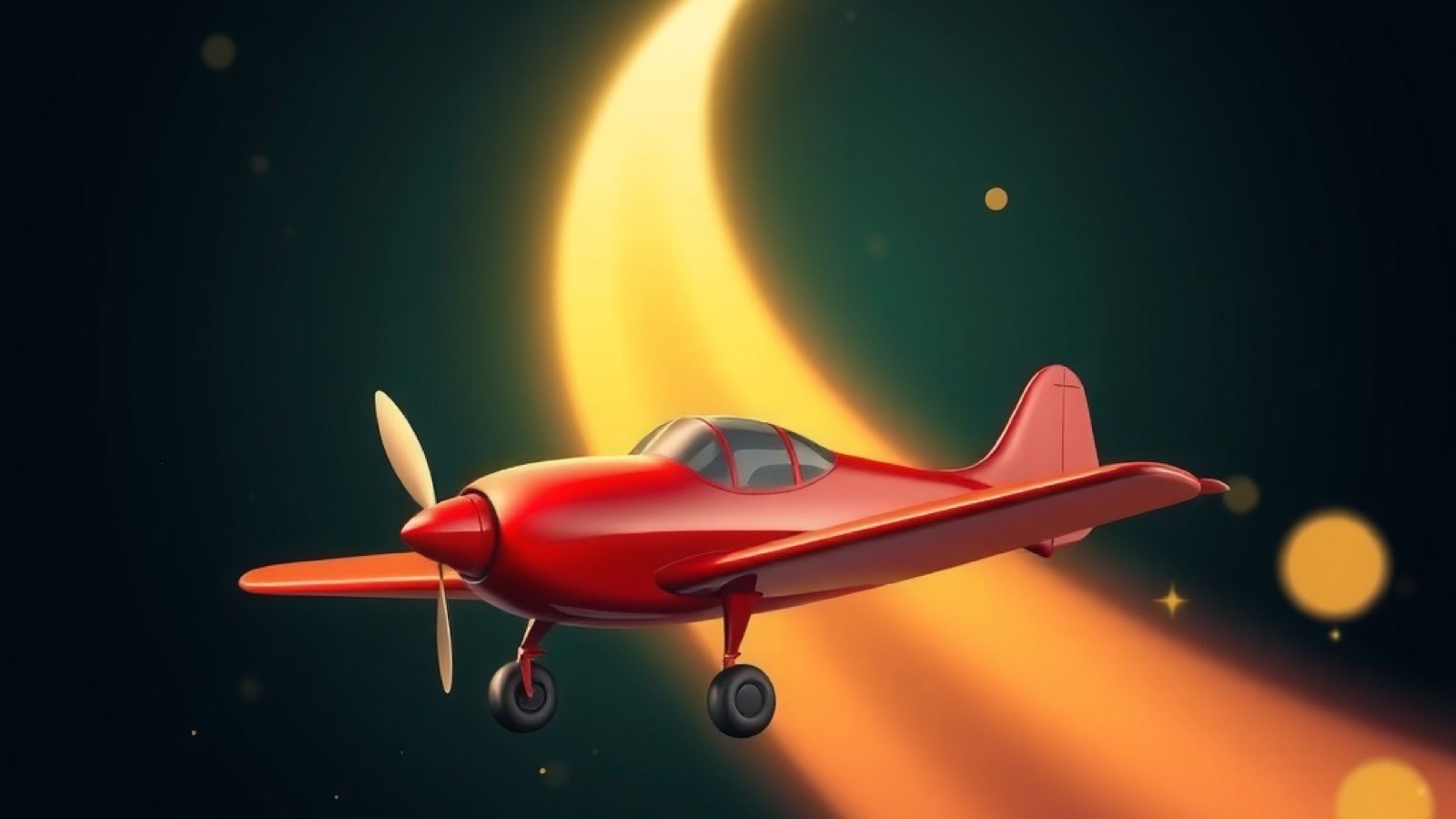 Diwa Rummy crash games guide with small red propeller plane climbing along a glowing rising curve in a night sky